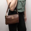 Sia Clutch aus Weichem Leder Dunkel Taupe TL142479