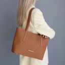 Dedalo Borsa Shopping in Pelle Stampa Intrecciata Giallo pastello TL142578