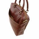 Pisa Leather Laptop Briefcase With Front Pocket Brown TL141660