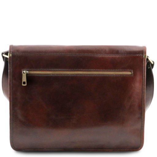 TL Messenger Two Compartments Leather Shoulder bag Large Size Brown