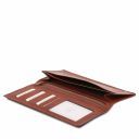 Эксклюзивный вертикальный кожаный бумажник двойного сложения Темно-коричневый TL140777