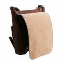 Roby Leather crossbody bag for men with front straps Honey TL141406