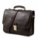 Torino Leather Briefcase 2 Compartments Brown TL10029