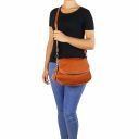 TL Bag Soft Leather Shoulder bag With Tassel Detail Cognac TL141223