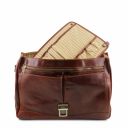 Mantova Leather Multi Compartment TL SMART Briefcase With Flap Dark Brown TL142068