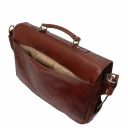 Ventimiglia Leather Multi Compartment TL SMART Briefcase With Front Pockets Brown TL142069