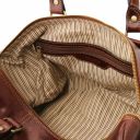 TL Voyager Дорожная кожаная сумка-даффл с карманом сзади - Малый размер Темно-коричневый TL141250
