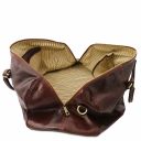 TL Voyager Travel leather duffle bag with pocket on the backside - Large size Brown TL141247