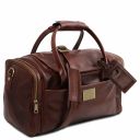 TL Voyager Reisetasche aus Leder mit 2 Reissverschluss Seitentaschen - Klein Schwarz TL142142