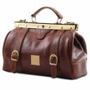 Monalisa Doctor Gladstone Leather bag With Front Straps Dark Brown TL10034