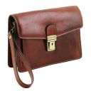 Tommy Exclusive Leather Handy Wrist bag for men Brown TL141442