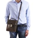 David Leather Crossbody Bag - Small Size Brown TL141425