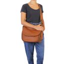 TL Bag Soft Leather Shoulder bag With Tassel Detail Cognac TL141110