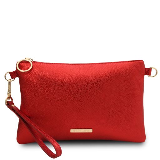 TL Bag Metallic Soft Leather Clutch Lipstick Red TL141988