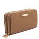 Mira Double zip Around Leather Wallet Taupe TL142331