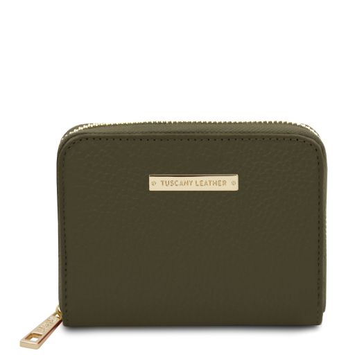 Kore Elegante Cartera en Piel con Cremallera en el Contorno Verde Oscuro TL142321