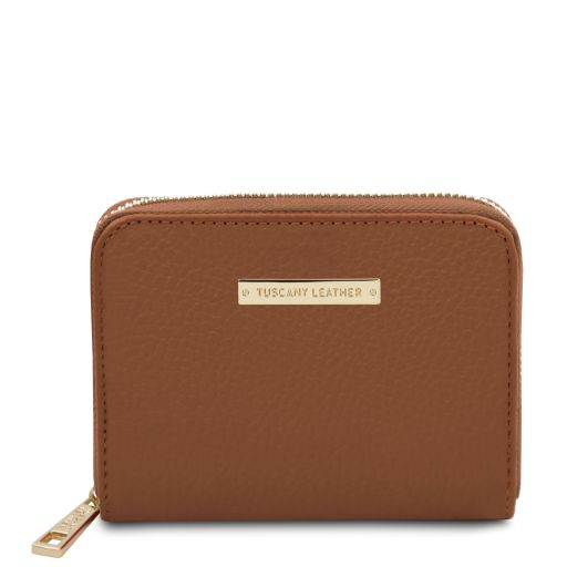 Kore Exklusive Damenbrieftasche aus Leder mit Rundum-Reißverschluss Cognac TL142321