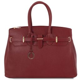 TL Bag Leather Handbag With Golden Hardware Red TL141529