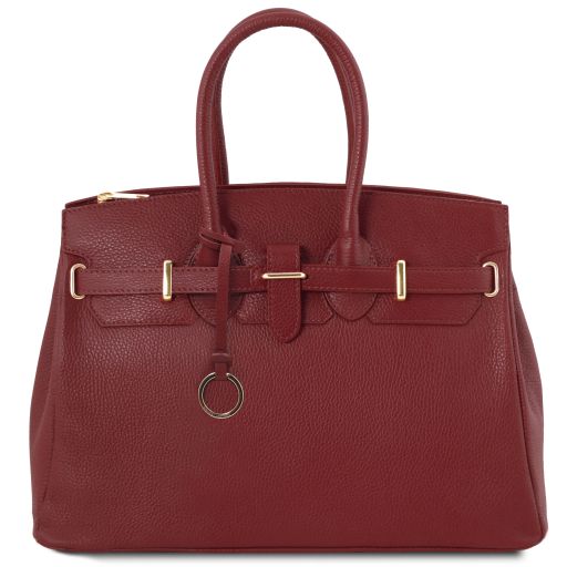 TL Bag Handtasche aus Leder mit Goldfarbenen Beschläge Rot TL141529