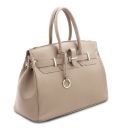 TL Bag Кожаная сумка с золотистой фурнитурой Светлый серо-коричневый TL141529