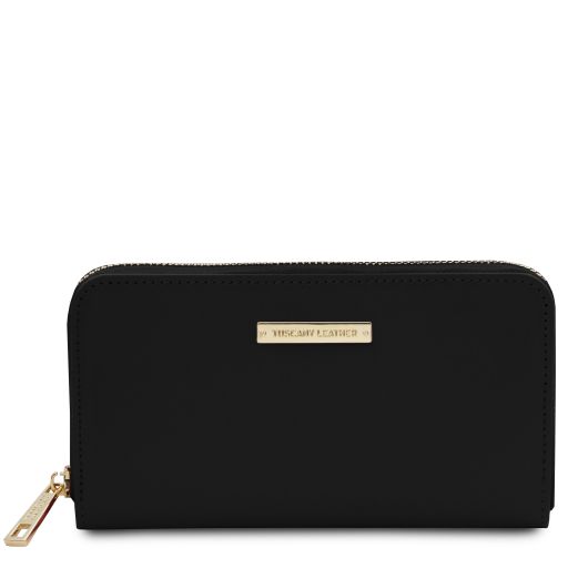Ilizia Exklusive Damenbrieftasche aus Leder mit Rundum-Reißverschluss Schwarz TL142317