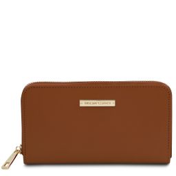 Ilizia Elegante Cartera en Piel con Cremallera en el Contorno Cognac TL142317