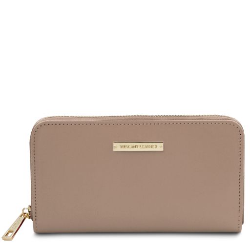 Ilizia Exclusive zip Around Leather Wallet Светлый серо-коричневый TL142317