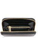 Leda Exklusive Damenbrieftasche aus Leder mit Rundum-Reißverschluss Schwarz TL142320