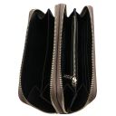 Gaia Double zip Around Leather Wallet Dark Taupe TL142343
