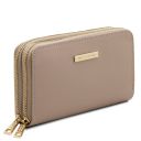 Gaia Double zip Around Leather Wallet Light Taupe TL142343
