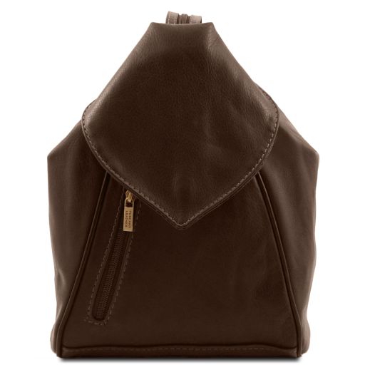 Delhi Soft Leather Backpack Dark Brown TL142024