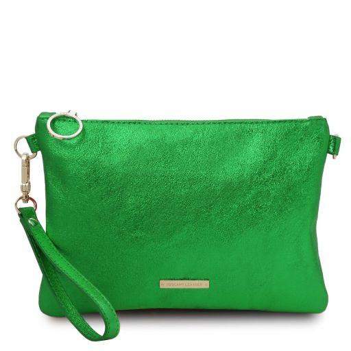 TL Bag Clutch aus Weichem Metallic-Leder Grün 141023