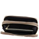 Ada Double zip Around Soft Leather Wallet Taupe TL142349