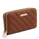 Ada Double zip Around Soft Leather Wallet Cognac TL142349