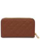 Ada Cartera en Piel Suave con Doble Cremallera en el Contorno Cognac TL142349