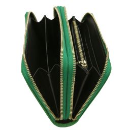 Ada Portafogli in Pelle Morbida con Doppia zip Around Verde TL142349