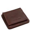 Exclusive Leather Wallet With Coin Pocket Dark Brown TL140260