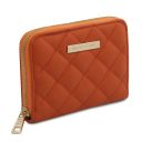 Teti Exklusive Damenbrieftasche aus Weichem Leder mit Rundum-Reißverschluss Orange TL142319
