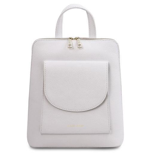 TL Bag Kleiner Damenrucksack aus Leder Weiß TL142092