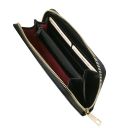 Exklusive Damenbrieftasche aus Leder mit Rundum-Reißverschluss Schwarz TL141206