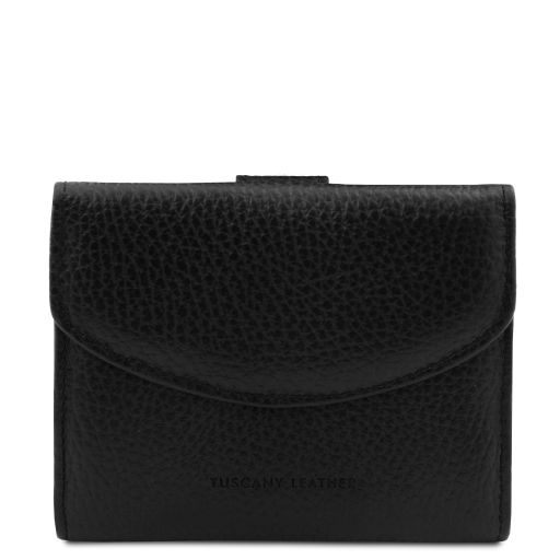 Calliope Exklusive Damenbrieftasche aus Leder mit 3 Scheinfächern und Münzfach Schwarz TL142058