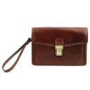 Tommy Exclusive Leather Handy Wrist bag for man Dark Brown TL140246