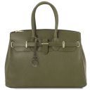 TL Bag Leather Handbag With Golden Hardware Forest Green TL141529