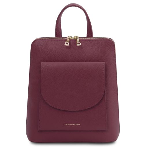 TL Bag Petite sac à dos en Cuir Pour Femme Bordeaux TL142092