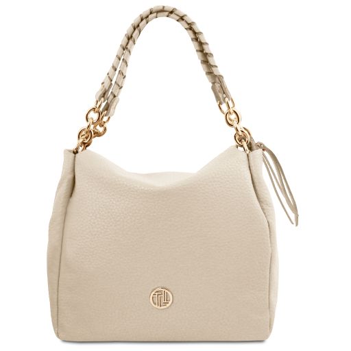 Amy Shopping Tasche aus Weichem Leder Beige TL141021