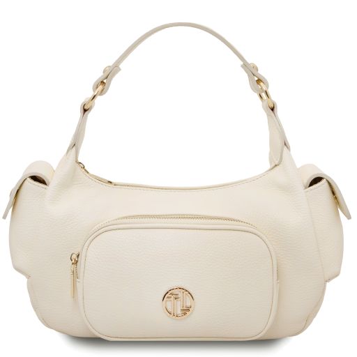 Olivia Leather Tote Beige TL142396