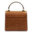 Atena Croc Print Leather Handbag Коньяк TL142267