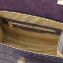 Atena Croc Print Leather Handbag Purple TL142267