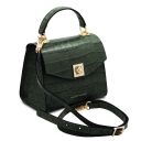 Atena Croc Print Leather Handbag Forest Green TL142267