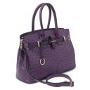 TL Bag Borsa a Mano in Pelle Stampata Effetto Struzzo Viola TL142120